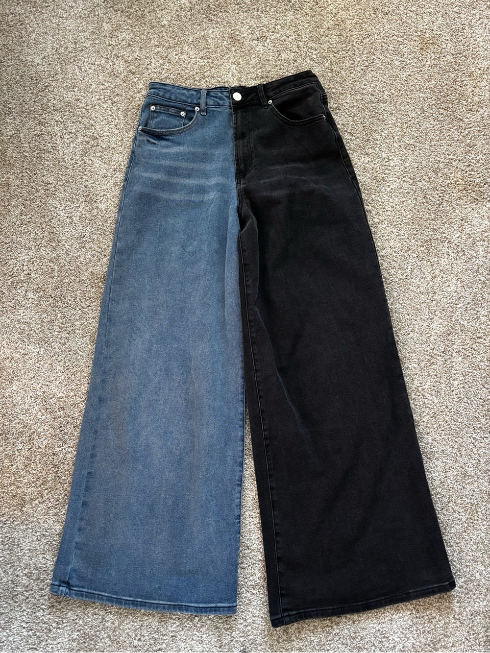 Two-Tone Wide Leg Jeans